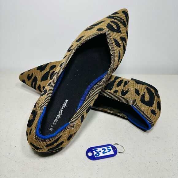 Jet' accompagne toujours Leopard Knit Women’s Sz 40 Flat Shoes Point Toe 9,5 - Picture 1 of 8